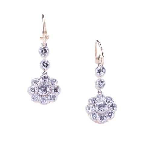 Antique Edwardian 1.40 Carat Diamond Daisy Cluster Drop Earrings Circa 1900’s (1 of 4) Antique Edwardian 1.40 Carat Diamond Daisy Cluster Drop Earrings Circa 1900’s (1 of 4)