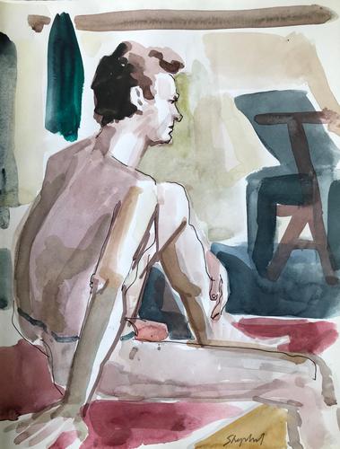 Original Watercolour 'Seated Figure' by Toby Horne Shepherd 1909-1993. Signed c.1970 (1 of 1) Original Watercolour 'Seated Figure' by Toby Horne Shepherd 1909-1993. Signed c.1970 (1 of 1)