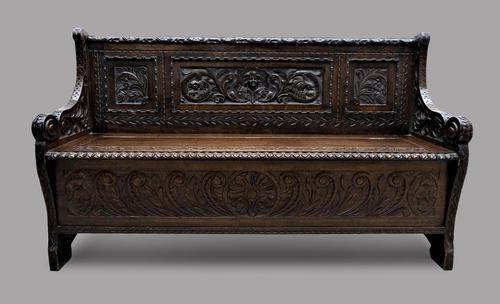 Victorian Carved Oak Monks Bench / Settle (1 of 5) Victorian Carved Oak Monks Bench / Settle (1 of 5)
