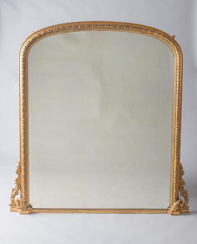 Very Large English Victorian Gilt Archtop Overmantle Mirror (1 of 8)