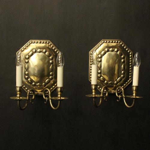 English Pair of Brass Antique Wall Lights (1 of 10)