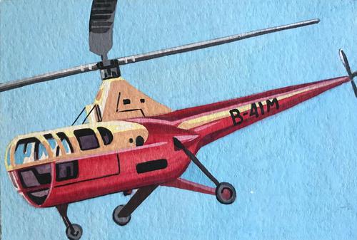 Original Gouache Painting 'Autogyro' Spanish c.1955 (1 of 1) Original Gouache Painting 'Autogyro' Spanish c.1955 (1 of 1)