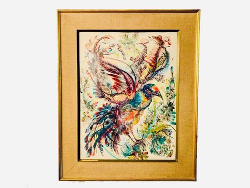 A Stunning Original Gabrielle Bouffay Watercolour Painting L'Oiseau Bleu 1968 (1 of 7) A Stunning Original Gabrielle Bouffay Watercolour Painting L'Oiseau Bleu 1968 (1 of 7)