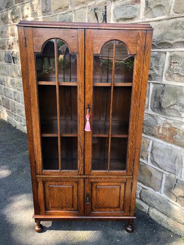Antique Oak 2 Door Glazed Bookcase (1 of 8) Antique Oak 2 Door Glazed Bookcase (1 of 8)