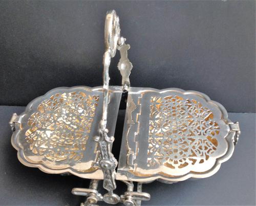 Antique Victorian Silver Plated Folding Biscuit Box (1 of 5)