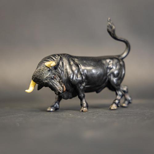 Austrian Cold Painted Bronze of a Raging Bull (1 of 7)