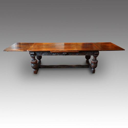 Antique Oak Large Draw-leaf Dining Table (1 of 9)