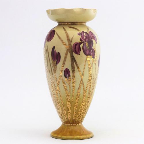 Linthorpe Pottery Vase Decorated with Irises by Clara Pringle c.1885 (1 of 9)