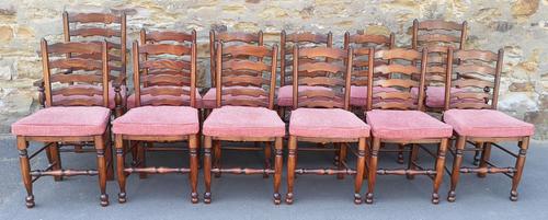Set of 12 Oak Ladder Back Dining Chairs - Royal Oak Furniture (1 of 15) Set of 12 Oak Ladder Back Dining Chairs - Royal Oak Furniture (1 of 15)