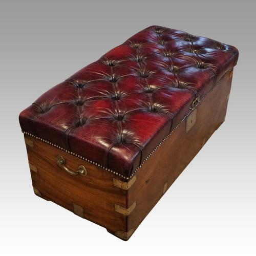 Victorian Leather Camphor Wood Ottoman (1 of 10)