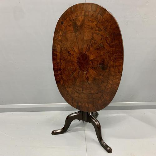 18th Century Segmented Oval Yew Wood Wine Table (1 of 7)