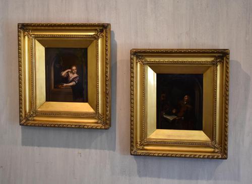Pair of Oil Paintings after Gerrit Dou (1 of 9) Pair of Oil Paintings after Gerrit Dou (1 of 9)