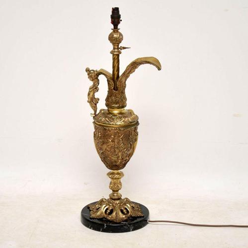 Large Antique Gilt Metal Flagon Lamp (1 of 11) Large Antique Gilt Metal Flagon Lamp (1 of 11)