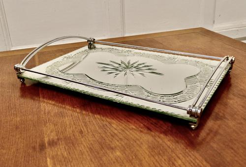 Art Deco Silver Plated Cut Glass Mirror Tray (1 of 11)