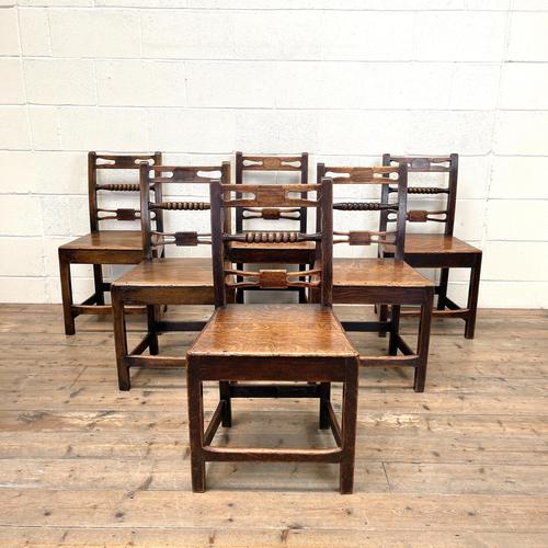 Set of Six Georgian Oak Country Chairs (1 of 10)