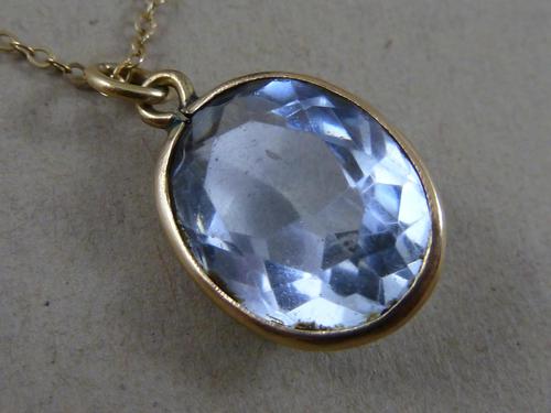 18 Carat Gold Spectacle Set Gem Pendant Necklace Aquamarine (1 of 5)