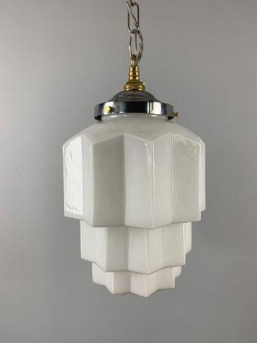 Large Art Deco Skyscraper Ceiling Light, Shade, Rewired (1 of 10) Large Art Deco Skyscraper Ceiling Light, Shade, Rewired (1 of 10)