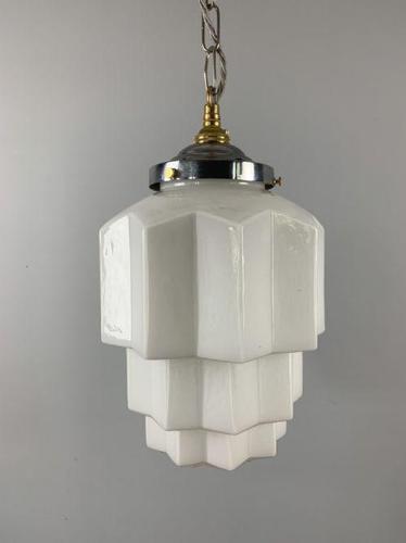 Large Art Deco Skyscraper Ceiling Light, Shade, Rewired (1 of 10)