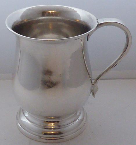 1937 Hallmarked Solid Silver 1/2 Pint Tankard Christening Mug Joseph Gloster (1 of 9)