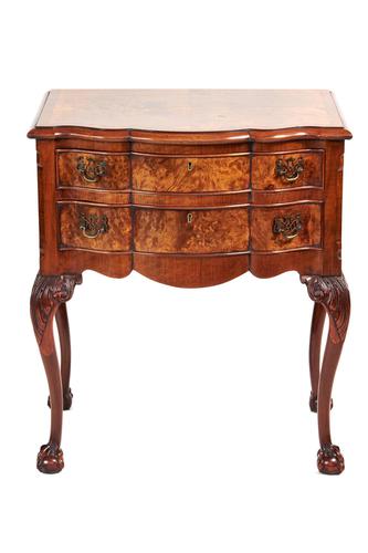 Antique Burr walnut 2 drawer lowboy circa 1930s (1 of 6) Antique Burr walnut 2 drawer lowboy circa 1930s (1 of 6)