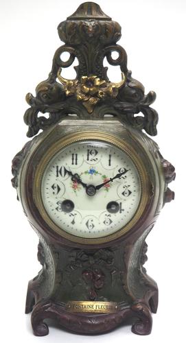 Antique French 8-day Painted Mantel Clock – Floral Dial Striking Mantle Clock (1 of 10) Antique French 8-day Painted Mantel Clock – Floral Dial Striking Mantle Clock (1 of 10)