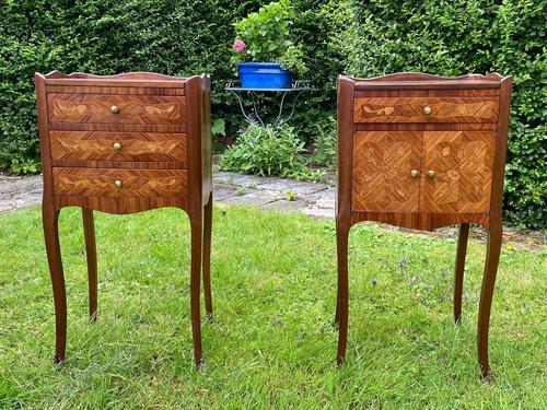 Pair of French Marquetry Bedside Tables in Kingwood (1 of 9) Pair of French Marquetry Bedside Tables in Kingwood (1 of 9)
