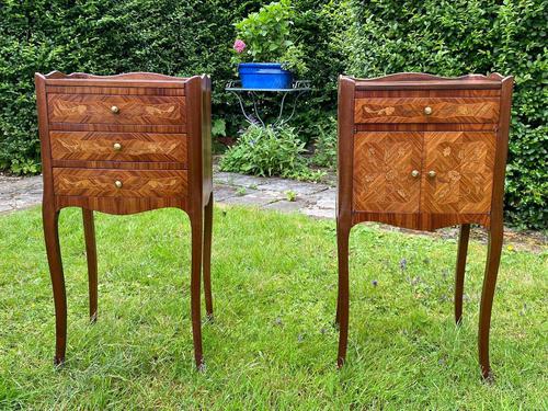 Pair of French Marquetry Bedside Tables in Kingwood (1 of 9)