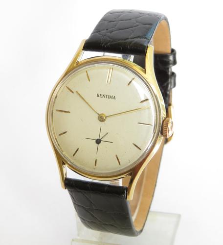 Gents 9ct Gold Bentima Wrist Watch, 1960 (1 of 5)