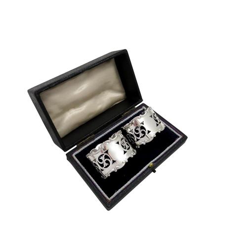 Pair of Antique Sterling Silver Pierced Napkin Rings in Case 1911 (1 of 9) Pair of Antique Sterling Silver Pierced Napkin Rings in Case 1911 (1 of 9)