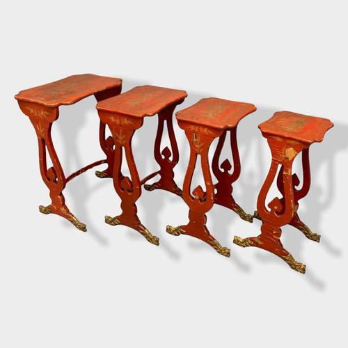 Crutsy Nest of 4 Chinese Red Lacquered Tables (1 of 13)