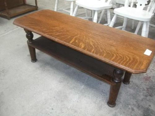 Long 2 Tier Solid Oak Coffee Table (1 of 3)