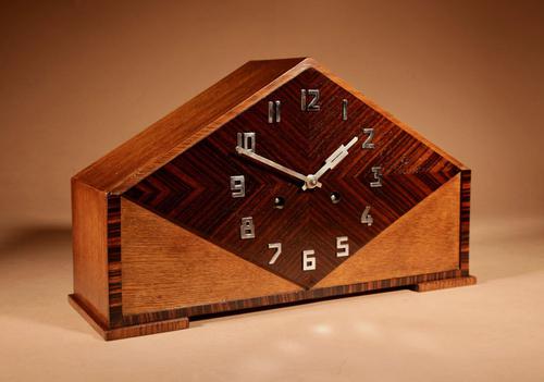 Very Stylish Typical Art Deco Amsterdam School Oak & Macassar Ebony / Coromandel Mantel Clock (1 of 8) Very Stylish Typical Art Deco Amsterdam School Oak & Macassar Ebony / Coromandel Mantel Clock (1 of 8)