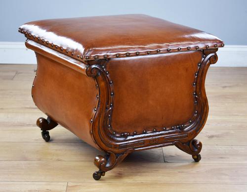 Victorian Hand Dyed Leather Ottoman (1 of 14)