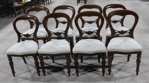 1960s Set 8 Mahogany Balloon Back Dining Chairs in Pale Upholstery (1 of 3) 1960s Set 8 Mahogany Balloon Back Dining Chairs in Pale Upholstery (1 of 3)