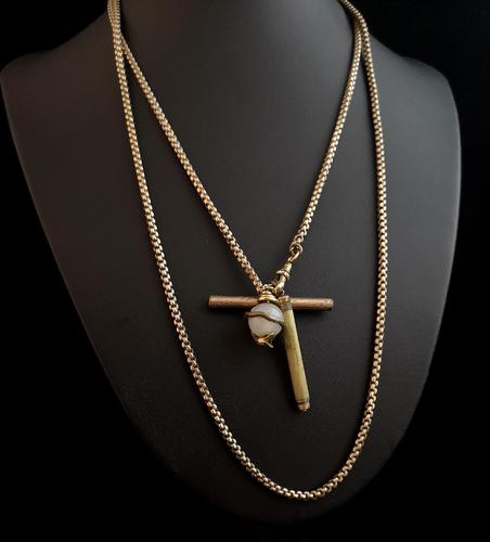 Victorian Pinchbeck guard chain, snake pendant (1 of 9) Victorian Pinchbeck guard chain, snake pendant (1 of 9)