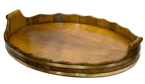 Antique Walnut Brass Bound Oval Tray (1 of 6) Antique Walnut Brass Bound Oval Tray (1 of 6)