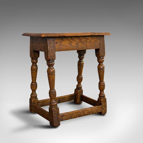 Small Antique Joint Stool, Oak, Seat, Side Table, Jacobean Revival, Victorian (1 of 11)