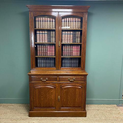 Quality Victorian Oak Antique Glazed Bookcase On Cupboard (1 of 9) Quality Victorian Oak Antique Glazed Bookcase On Cupboard (1 of 9)