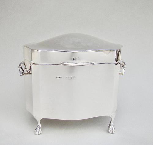 Elegant George V Silver Tea Caddy by S. Blanckensee & Sons, Birmingham 1912 (1 of 8)