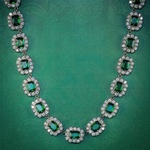 Antique Victorian Green Paste Riviere Necklace Silver c.1900 (1 of 8) Antique Victorian Green Paste Riviere Necklace Silver c.1900 (1 of 8)