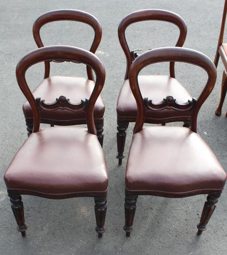 1900's Mahogany Set 4 Balloon Back Dining chairs Leather Seats (1 of 3) 1900's Mahogany Set 4 Balloon Back Dining chairs Leather Seats (1 of 3)