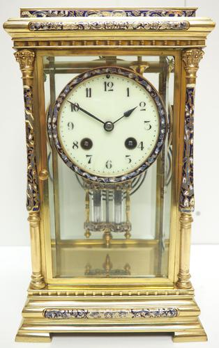 Awesome Antique French Champlevé Ormolu Bronze 8 Day Striking Mantel Clock c.1880 (1 of 13)