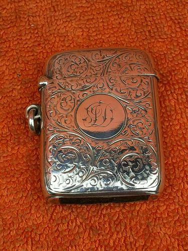 Antique Sterling Silver Hallmarked Large Vesta Case Sirus 1900, Horton & Allday (1 of 9)