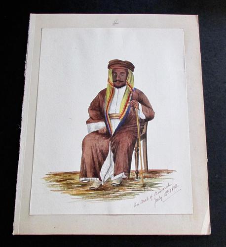 1878 Watercolour of an Arab of Bussorah (basra) (1 of 2)