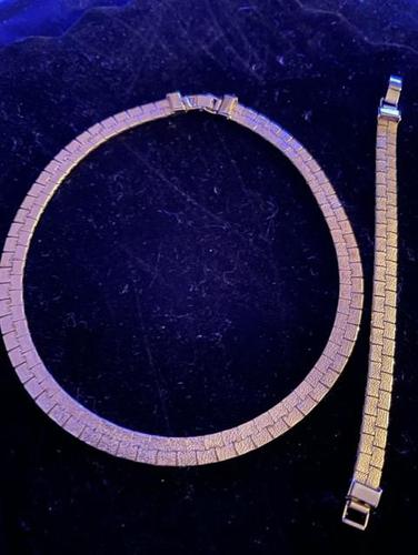 Stunning Vintage Gold Plated Flat Link Necklace & Bracelet (1 of 2)