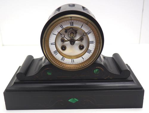 Fantastic Antique French Slate Drum Head Mantel Clock Wow! Striking 8-day Mantle Clock with Jewelled Pallets C1870 (1 of 10) Fantastic Antique French Slate Drum Head Mantel Clock Wow! Striking 8-day Mantle Clock with Jewelled Pallets C1870 (1 of 10)