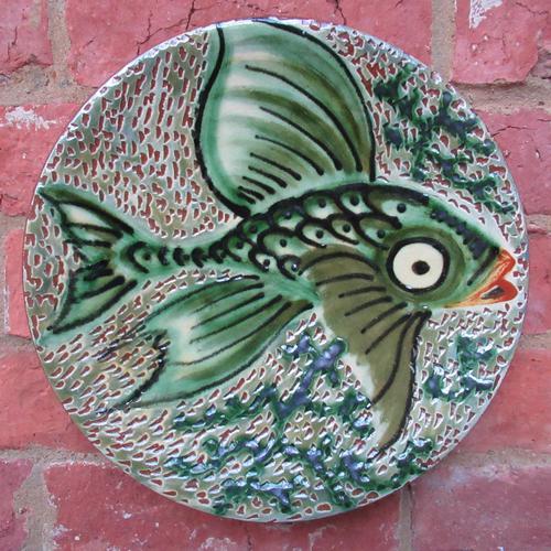 Spanish Art Pottery Fish Plate, Puigdemont Catalonia c.1950 (1 of 5)