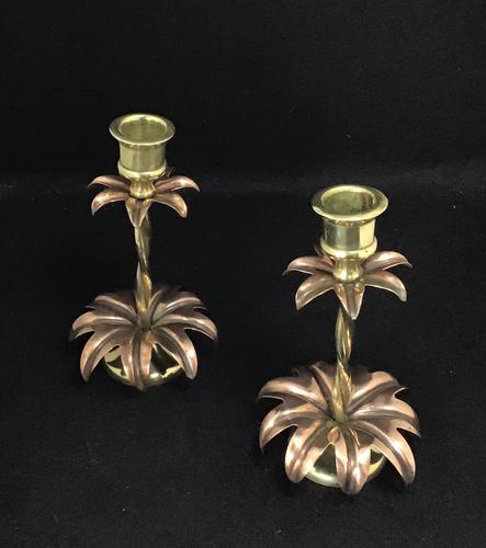 Pair of Brass and Copper Arts and Crafts  WAS Benson Style Antique Candlesticks (1 of 6)