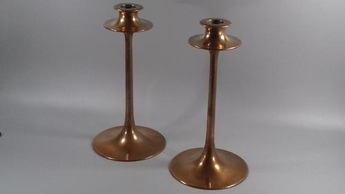 Arts & Crafts Dryad Lester Copper Candlesticks Pair Art Nouveau (1 of 12)