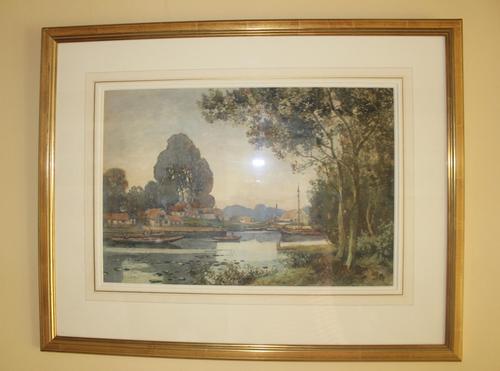 Antique Original Watercolour - John Robertson Miller Fl. 1880-1912 - The Fishing Hamlet (1 of 6)